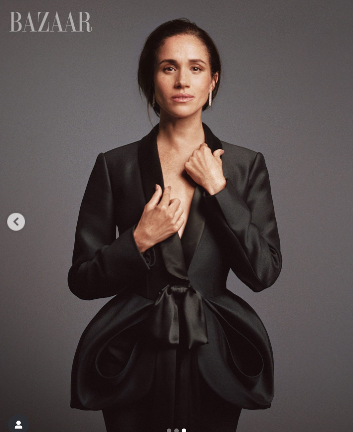 Meghan Markle in her natural beauty, as seen from a post dated November 19, 2025. | Source: Instagram/harpersbazaarus