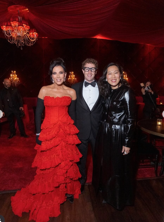 Kris Jenner poses with Mark Zuckerberg and Priscilla Chan during her 70th birthday celebration, dated November 10, 2025 | Source: Instagram/krisjenner