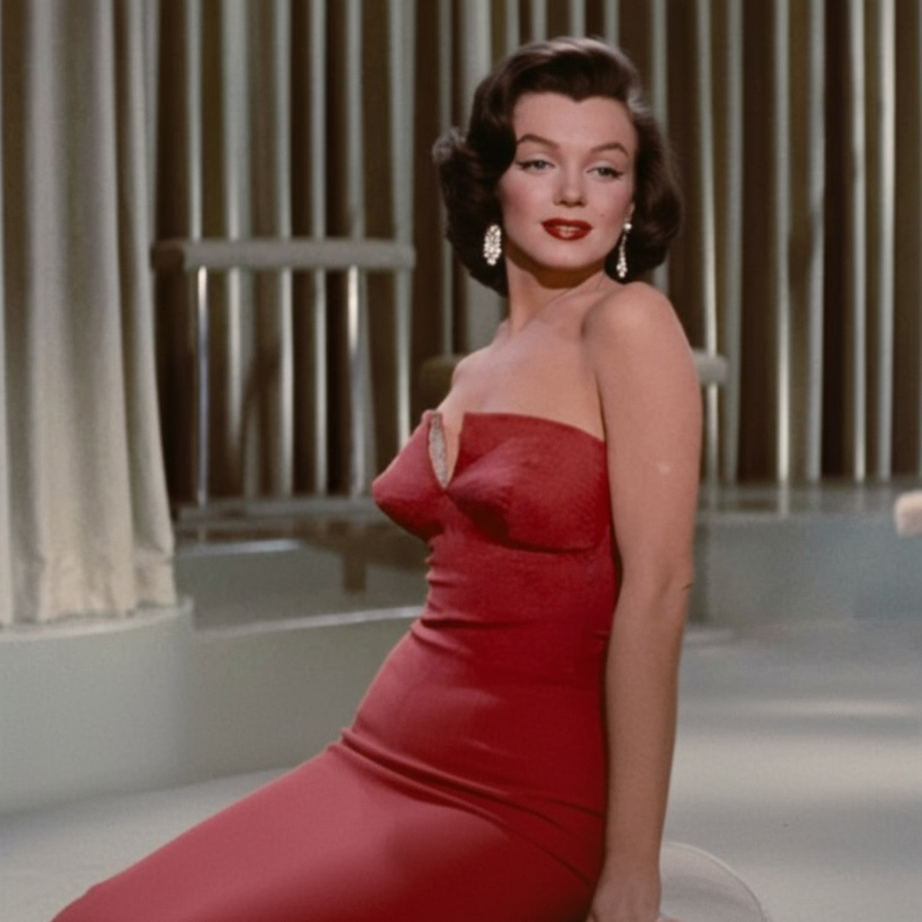 Marilyn Monroe in a red dress. | Source: GrokAI