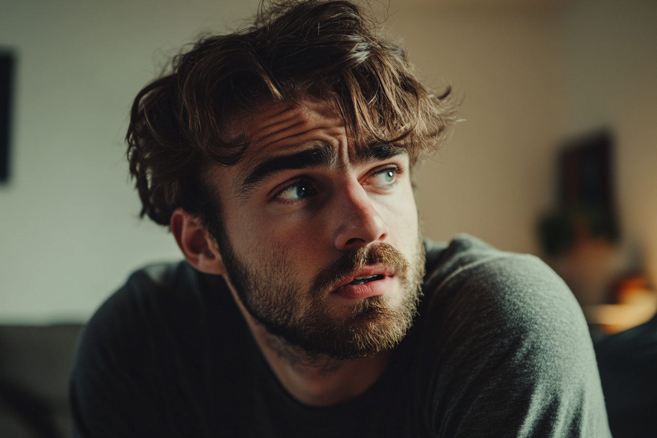 Mężczyzna udający niewinność | Źródło: Midjourney