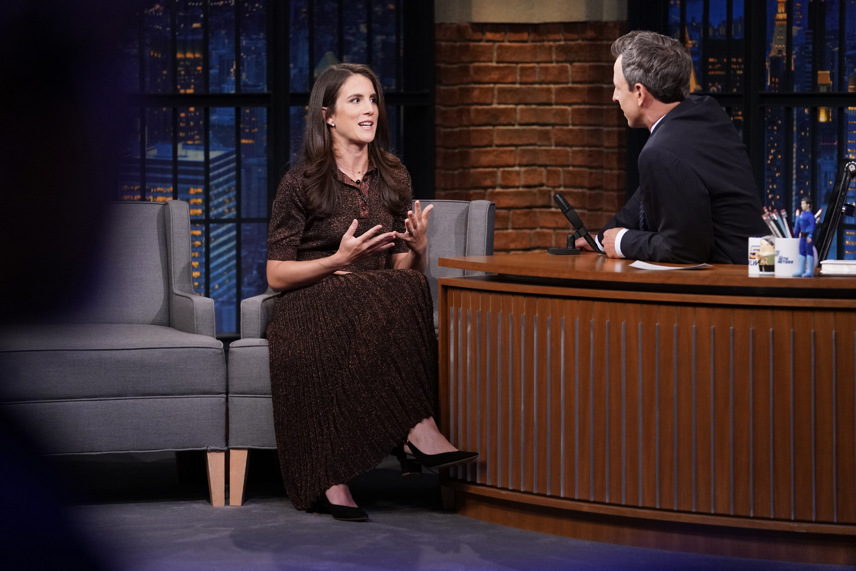 Tatiana Schlossberg during an interview with "Late Night" show host Seth Meyers on September 3, 2019. | Source: Getty Images