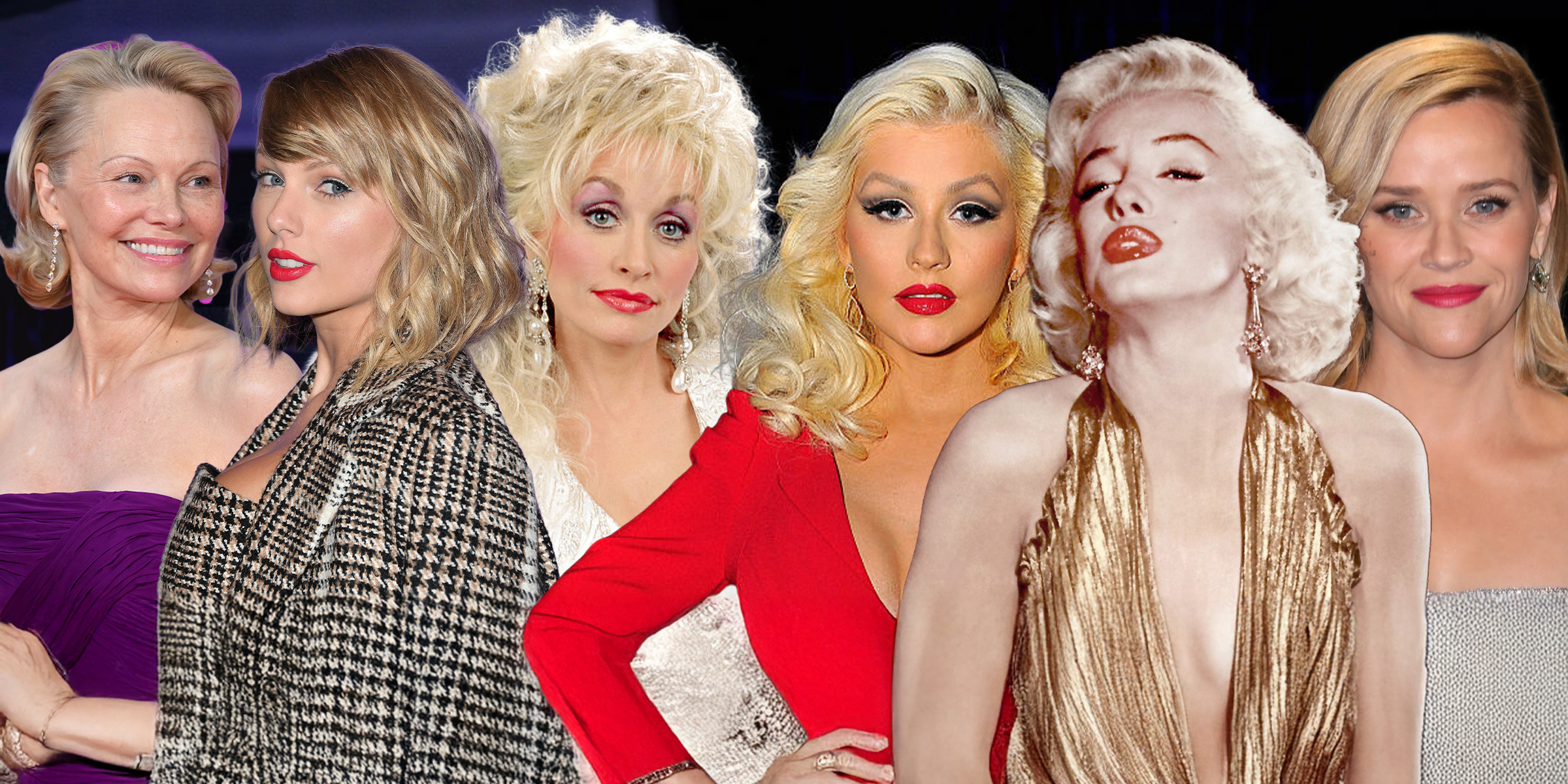 Pamela Anderson | Taylor Swift | Dolly Parton | Marilyn Monroe | Christina Aguilera | Reese Witherspoon | Source: Getty Images