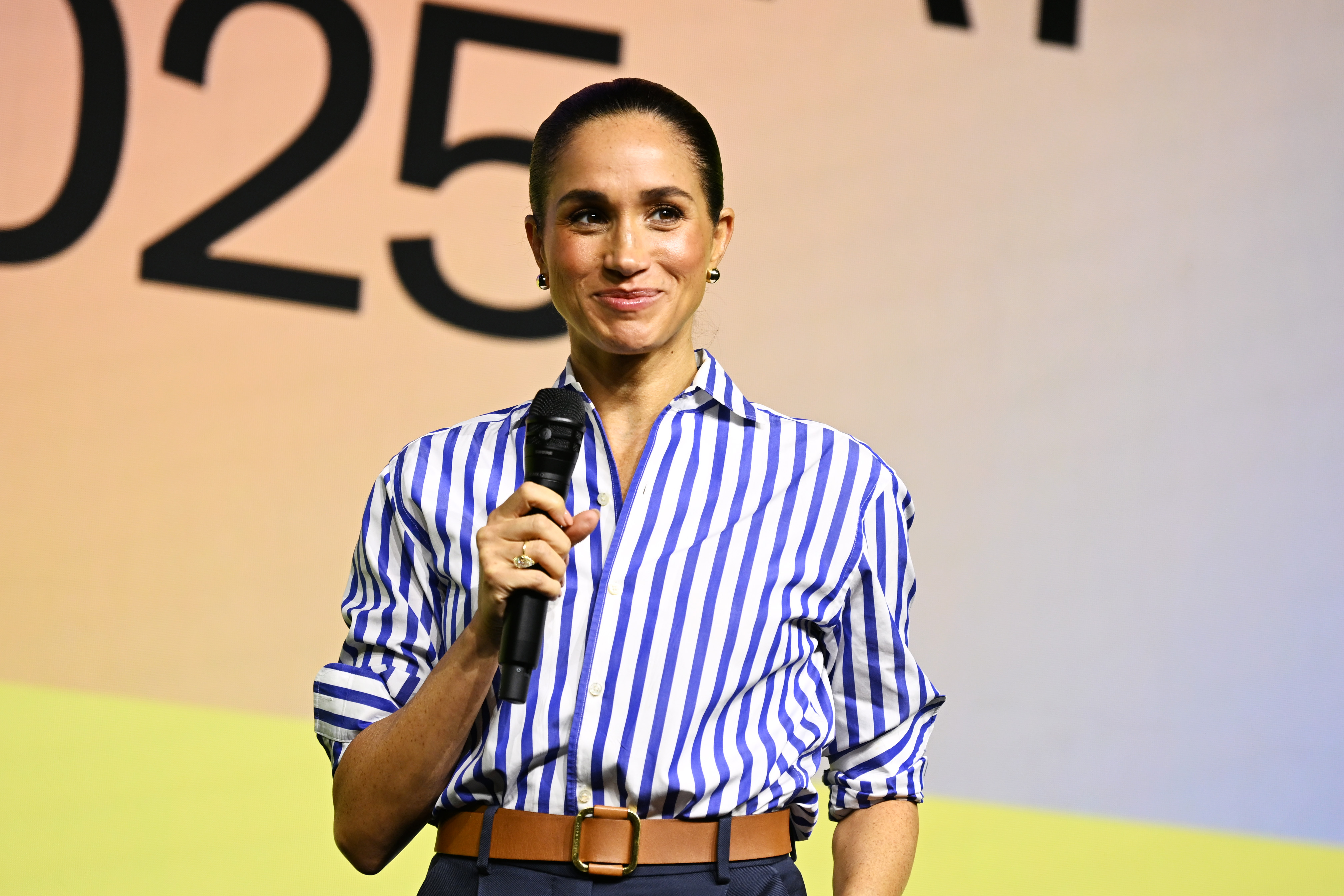 Meghan Markle is at the World Mental Health Day Festival held at Spring Studios in New York on October 10, 2025 | Source: Getty Images