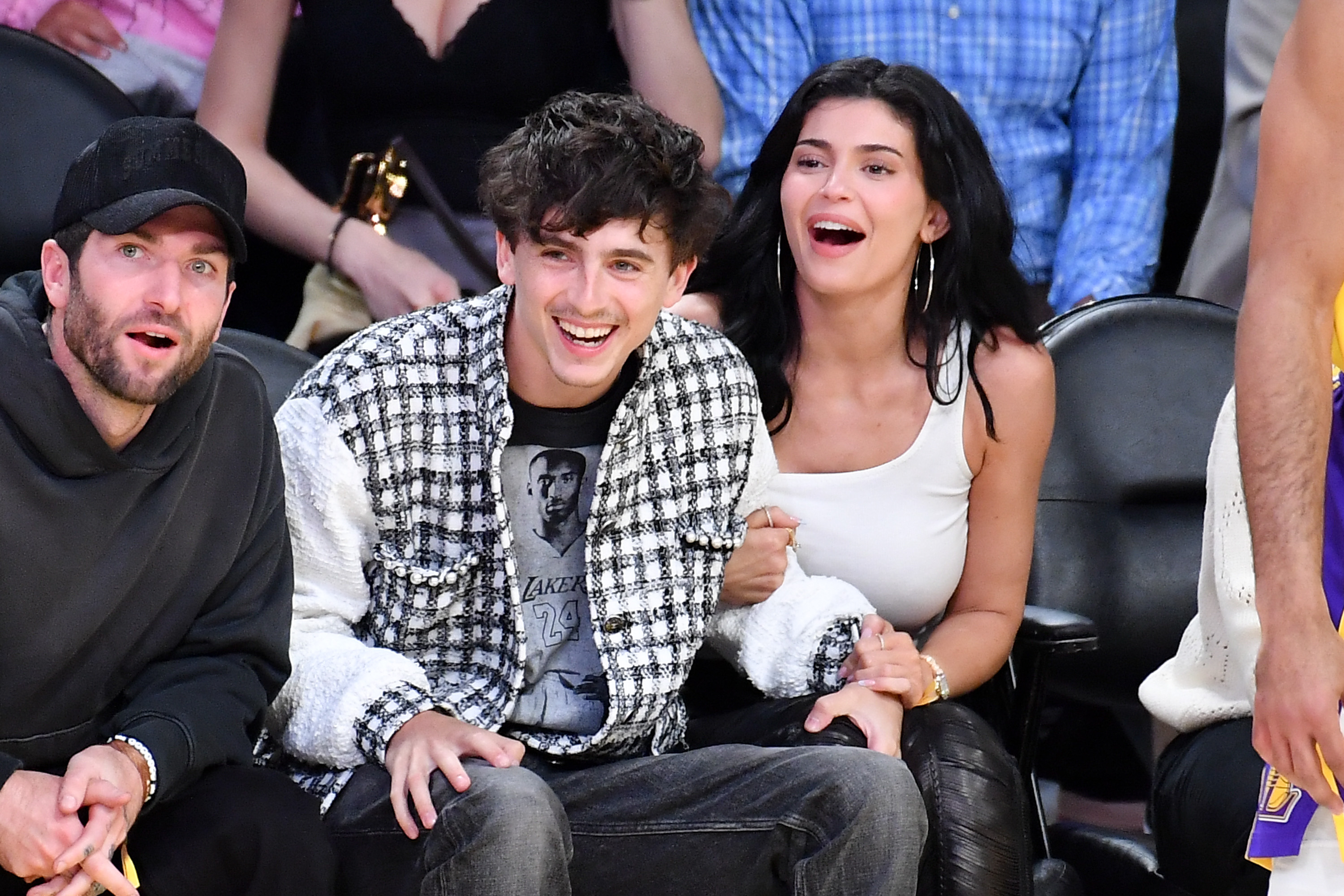 Timothée Chalamet and Kylie Jenner attend a basketball game between the Los Angeles Lakers and the Minnesota Timberwolves at Crypto.com Arena on April 30, 2025 in Los Angeles, California. | Source: Getty Images