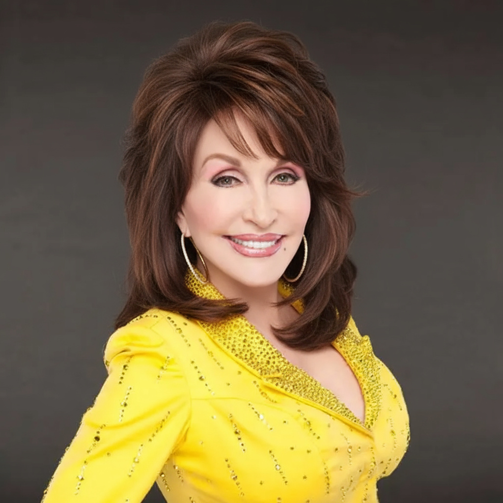 Dolly Parton in a yellow dress. | Source: GrokAI