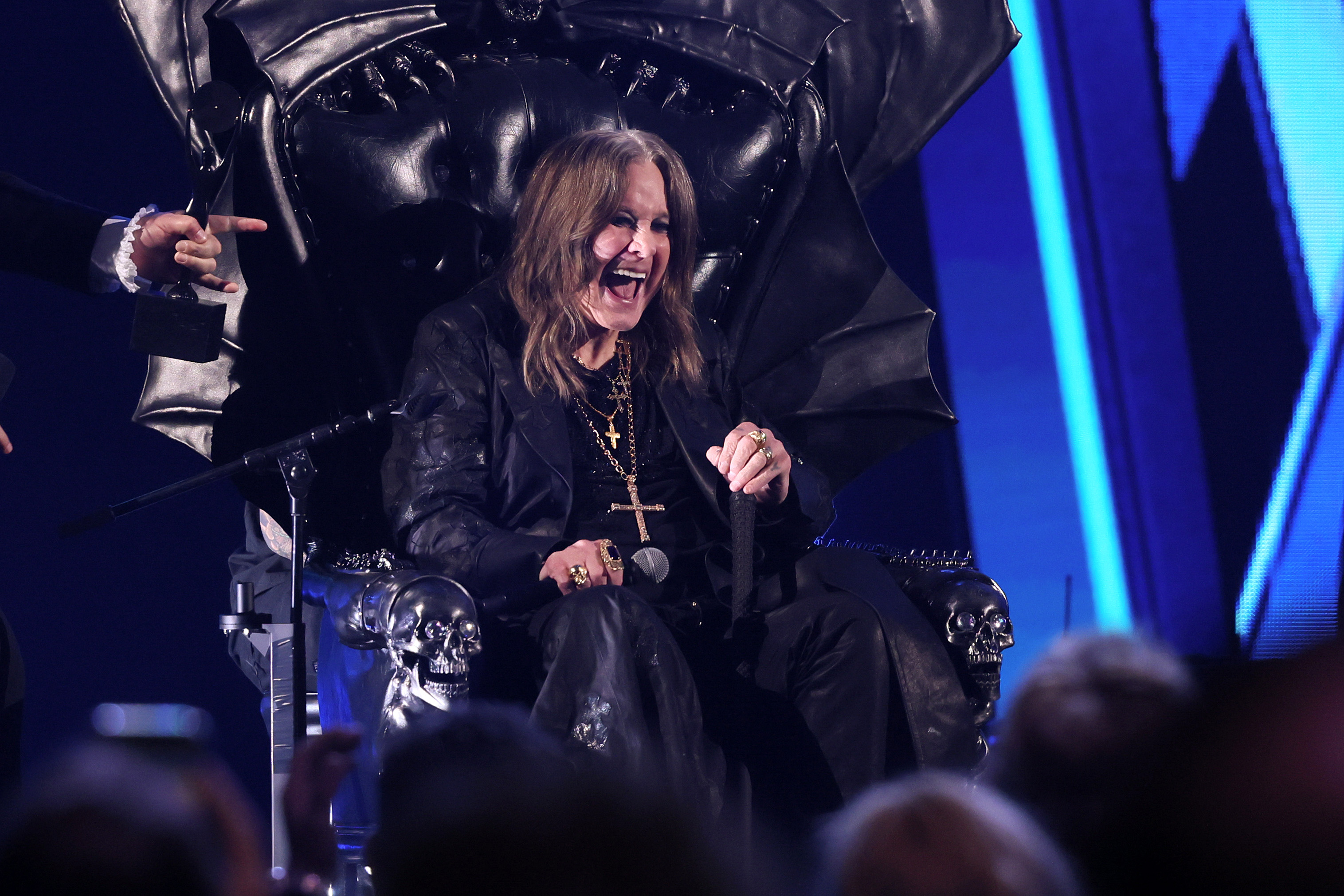 Ozzy Osbourne speaks onstage at the 2024 Rock & Roll Hall of Fame Induction Ceremony in Cleveland on October 19 | Source: Getty Images