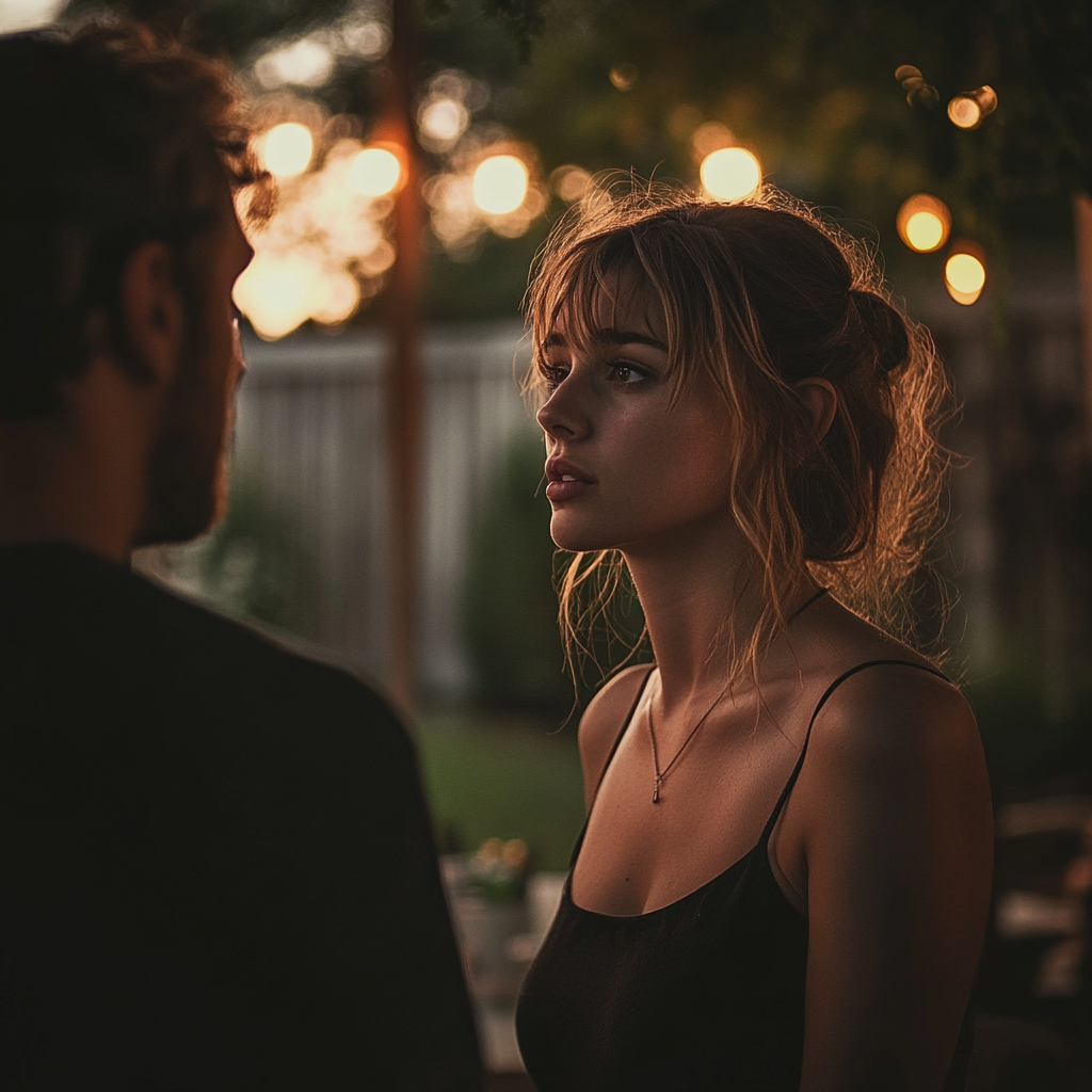 Kobieta w depresji rozmawiająca z mężem | Źródło: Midjourney