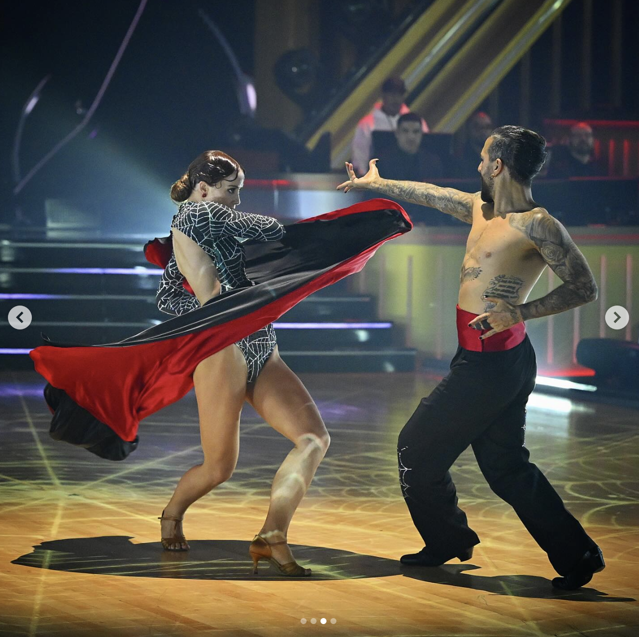 Whitney Leavitt and Mark Ballas are seen during their performance, dated November 4, 2025 | Source: Instagram/dancingwiththestars