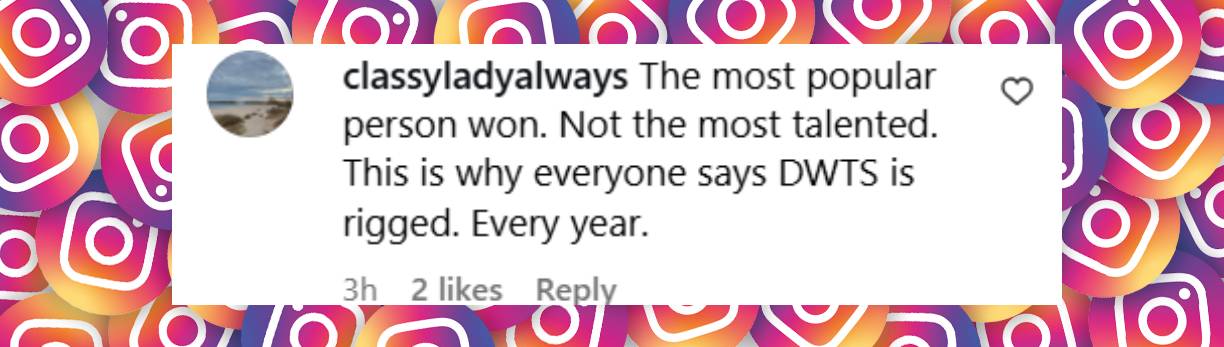 A viewer reacts to the "Dancing With the Stars" Season finale results, on November 25, 2025 | Source: Instagram/people