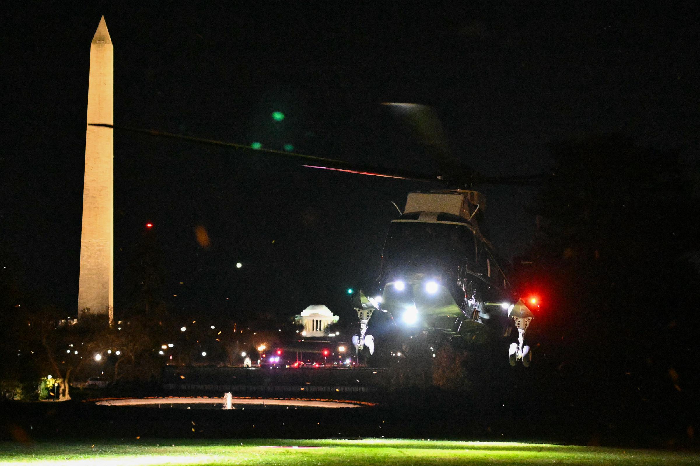 Marine One lands on the South Lawn of the White House in Washington, DC, on November 16, 2025. | Source: Getty Images