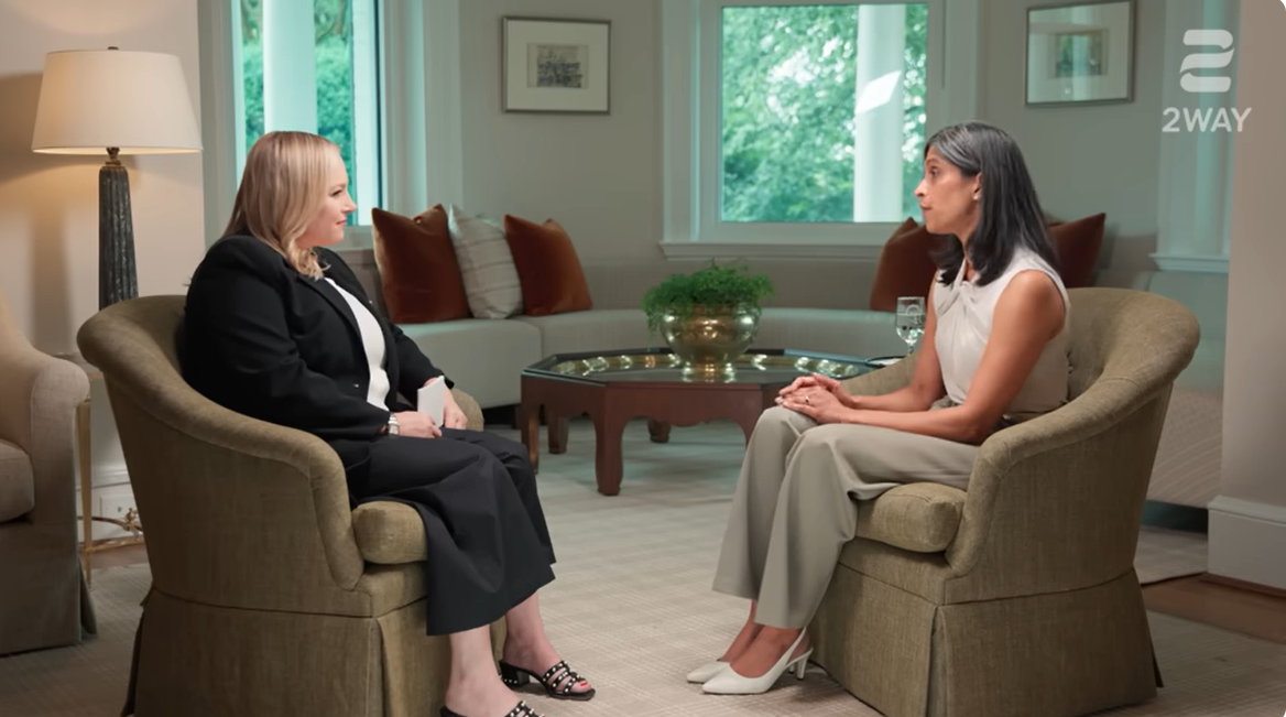 Usha Vance, in an interview talks about her interfaith marriage with her husband JD, as seen in a video post dated June 25, 2025. | Source: YouTube/CitizenMcCainwithMeghanMcCain